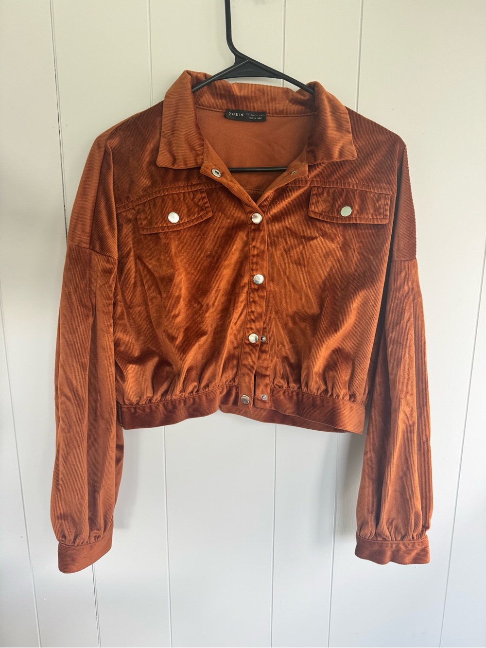 SHEIN Rust Corduroy Cropped Jacket